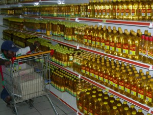 The oil aisle at one of the grocery stores