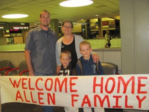 Welcomed back by family and friends at the Pittsburgh airport