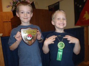 Luke and Titus with their Awana Sparks awards