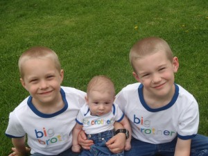 The 3 brothers!  We finally had a nice spring day so we could take a picture outside!