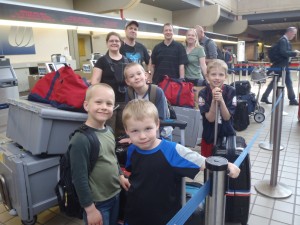 At the airport - our friends the Rices came along to see us off