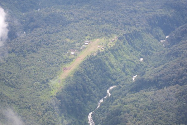 Approaching our airstrip and village 