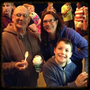It goes without saying that we will be soaking up as much family time as we can, like this shot of Missy and her Dad in line for ice cream at the 4th of July fireworks celebration.