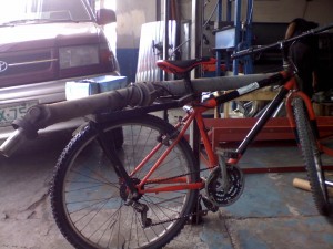 He tied a driveshaft to the bicycle and rode it through Manila!