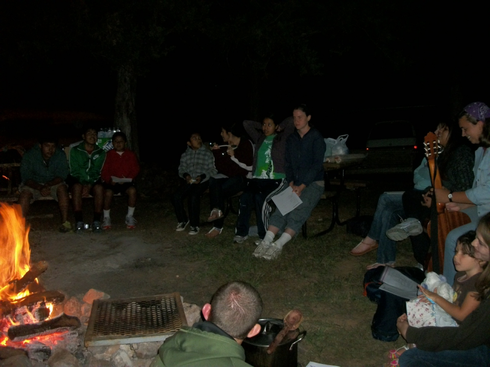 We sang around the campfire and  Cameron told the story of Cain and Able.
