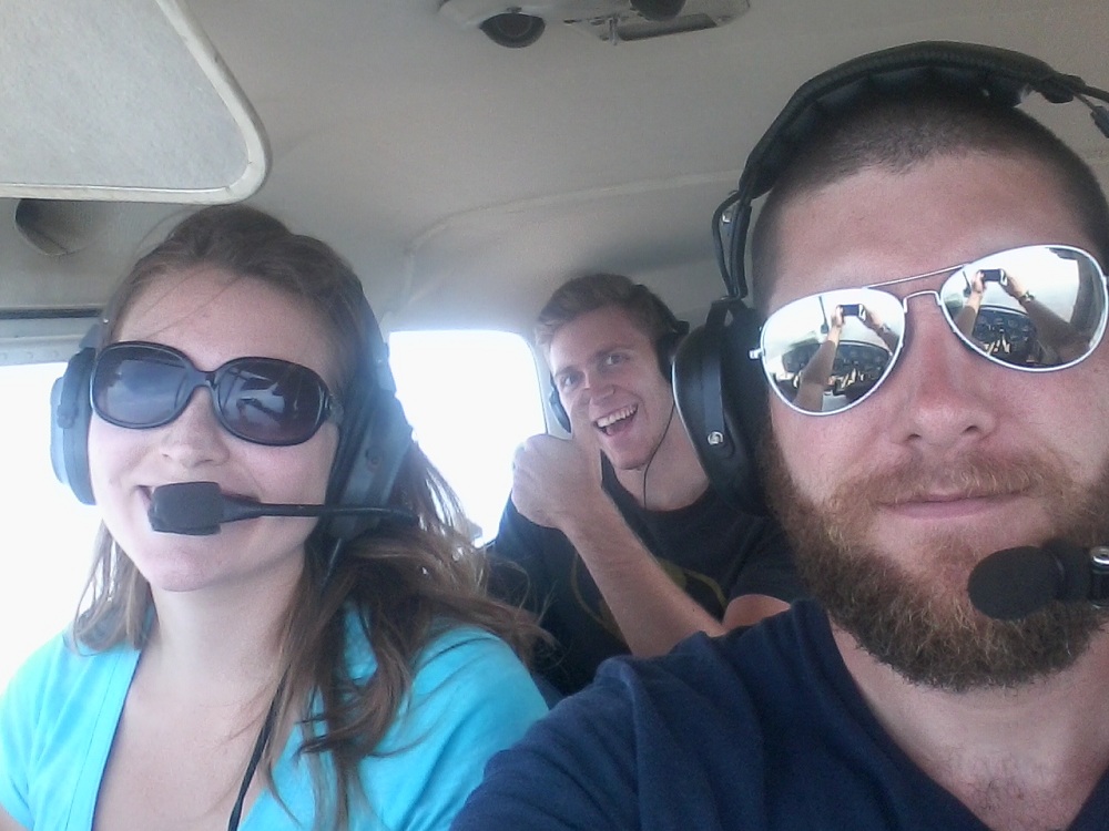 Bethany, Matthew, and I flying to Midland Texas