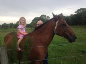 Selah on one of Ricky and Brenda's horses