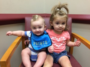 The two littlest ones at the Urgent Care. This picture makes me think that one days these two could get into some serious trouble together. 