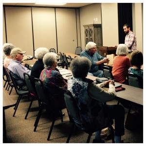 Sharing at a small group Bible study in Lebanon, TN