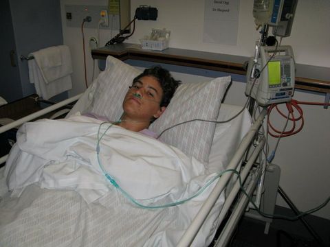 Simon after the surgery on his broken leg