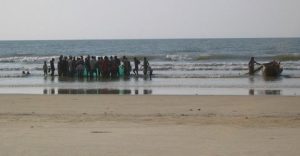 Mwinika fishermen on the beach.