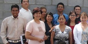 Vicente, left, and other Bible school students