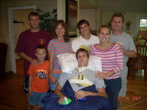 Micah with his family at home