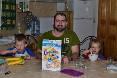 The boys enjoyed the cereal Joel's sister sent them!