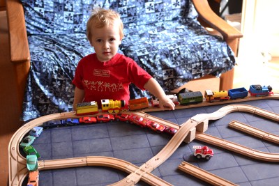 Tyler's favorite was the train table Joel built for him.