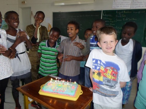 Here is a picture of Ethan Celebrating his Birthday at His School