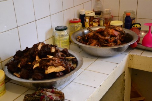 We prepared both chicken and meat