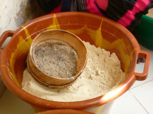 The millet how in flour form after being grinded