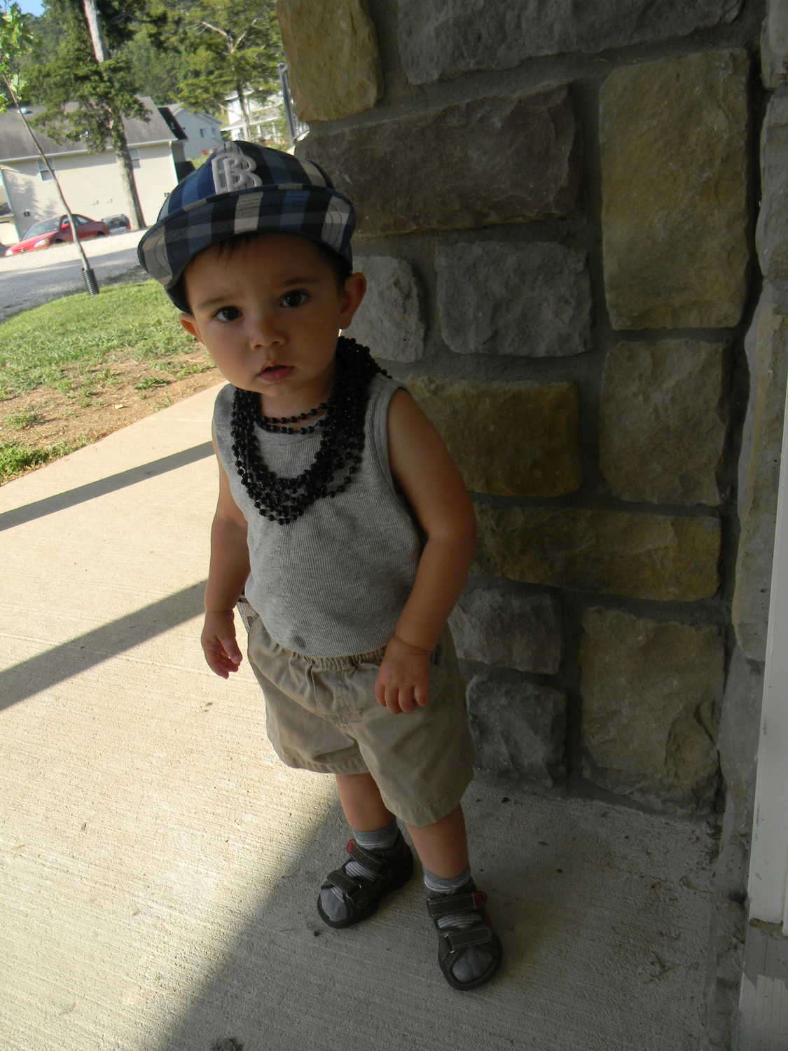 Judah wanted to wear my necklace on the hike -- he probably thought it goes well with his cool hat :)!