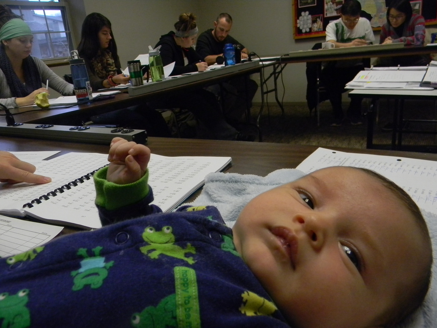 Elias hanging out in phonetics class