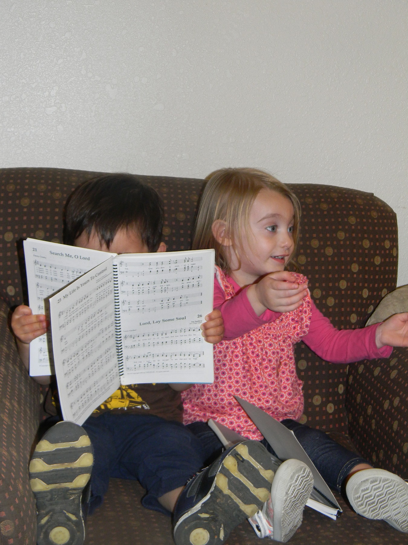 Judah and his BFF Selah checking out some worship hymns