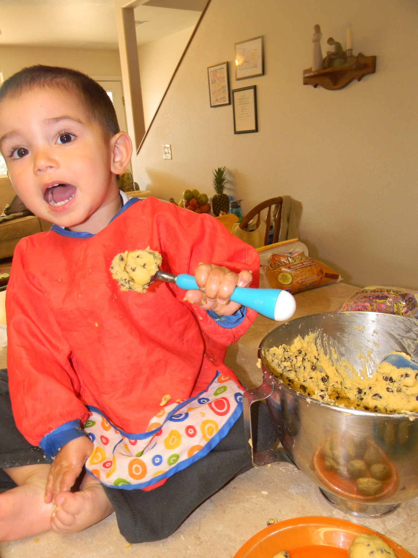 Judah helping me make cookies (which mainly involved eating raw cookie batter when I wasn't paying attention)