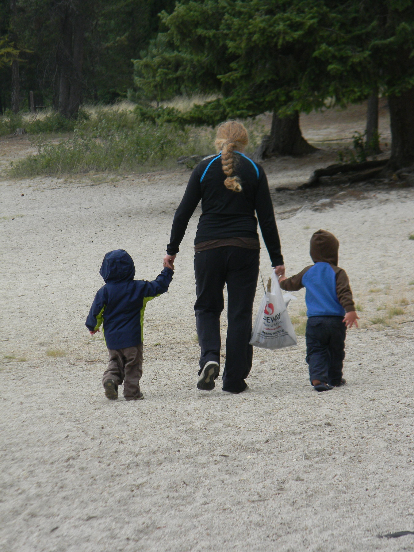 Aunt J.J. taking Judah and Jonas on a nature walk