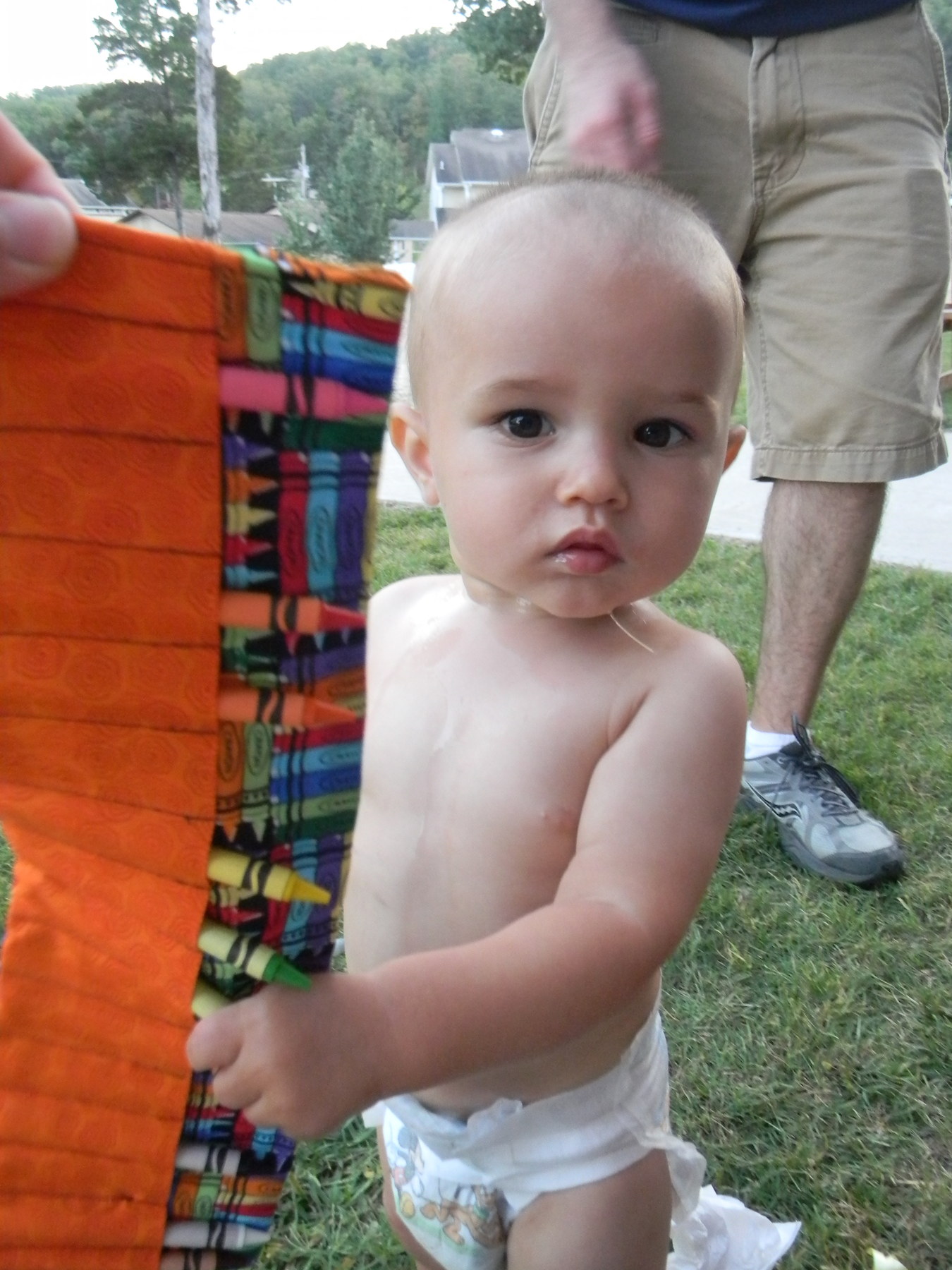 His first ever birthday present!