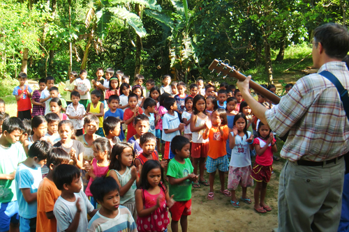 Singing with the school children