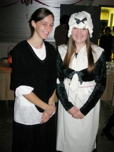 Rachel (left) at a youth costume party