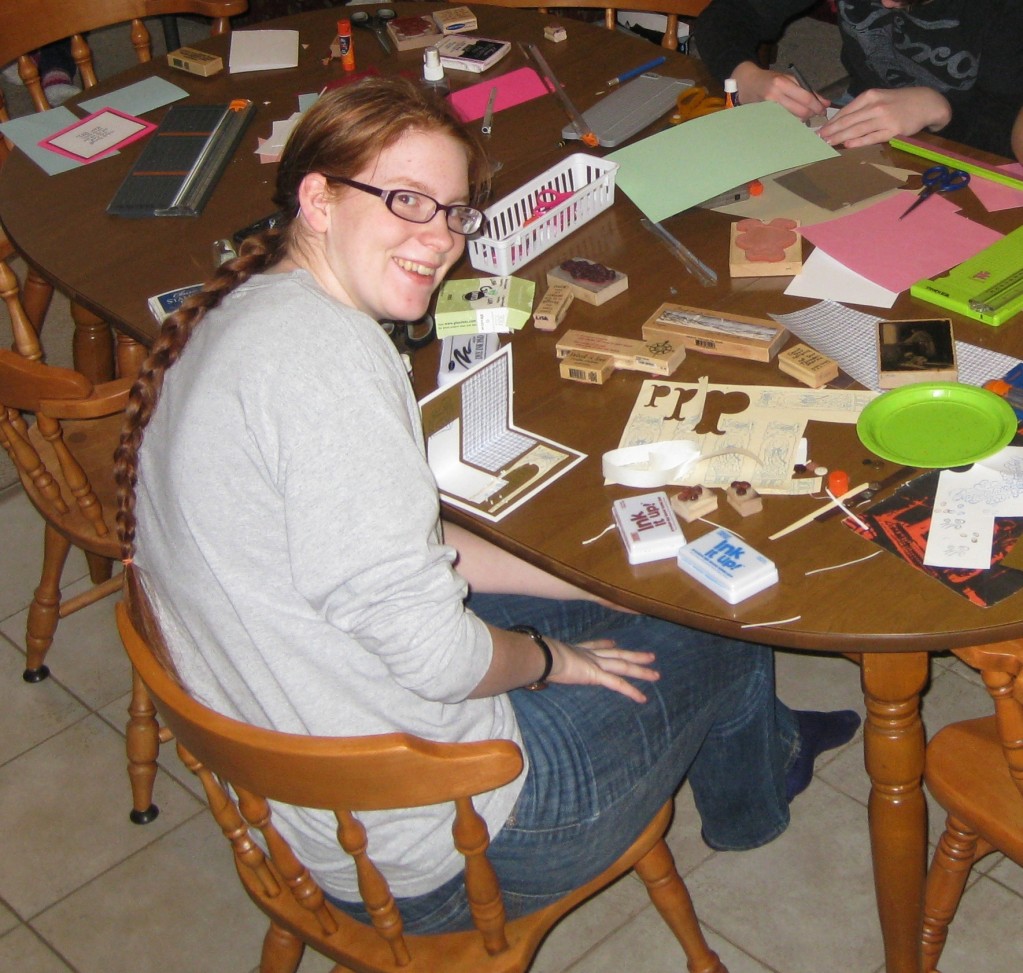 Tiahna making cardws