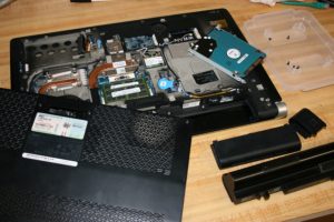 Jordan's laptop, being backed up and rebuilt with the help of the MTC IT department.