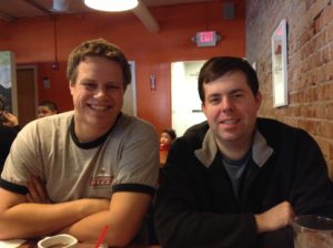 Sitting down to breakfast with my good friend Matt - who, by the way, is the only reason I passed physics!