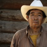 Native Mexican man wearing a white sombrero