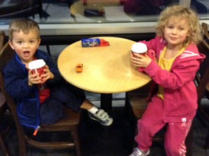 Titus and Elayne in Starbucks with their own cups. Don't judge us. =)