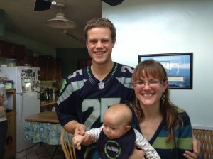 Jordan, Amy and Joel in Seahawks gear!