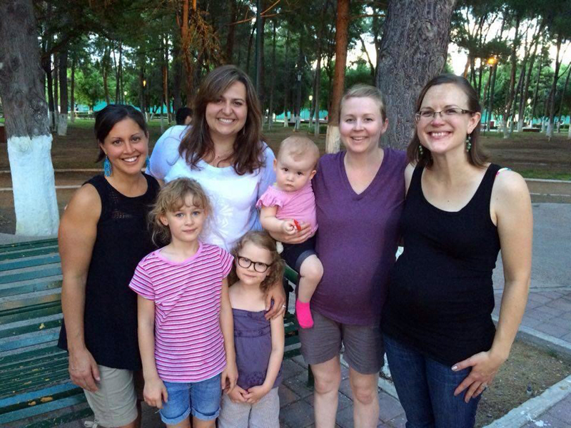 Amy and Elayne with some of our friends (including our new coworker Liesl Hypki at far left) at a public park