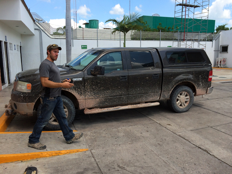 The condition of Pete's truck after five hours on the mountain 'road' out from Las Moras.