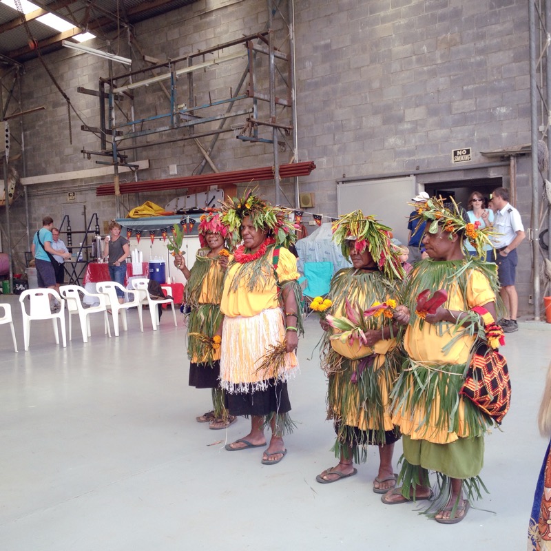 This is a "sing-sing" group. They helped us welcome the Kodiak to PNG!