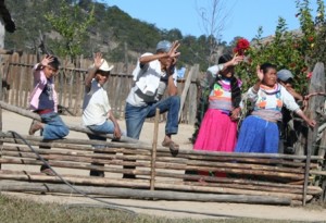 Luis' family waving goodbye as we left the tribe