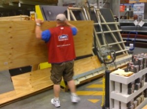 getting the plywood from the hard ware store and letting THEM do the cutting!