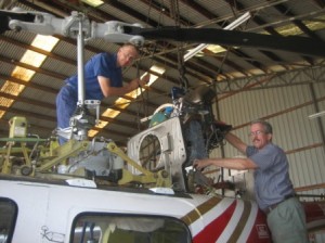 Paul & Marc removing the engine in preparation for transport to Australia.  