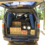 Geoff Harada's van full of supplies.