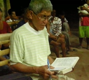 Judas with his Bible at a teaching night