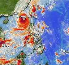 Typhoon Megi leaving the Philippines