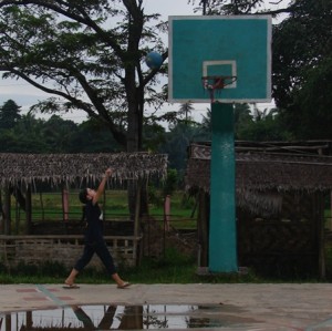 Rebekah playing basketball
