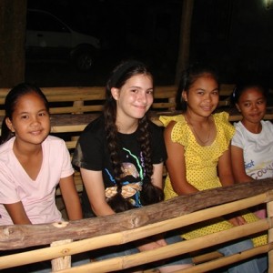 Rebekah with her Agutaynen friends at a Tuesday night Bible teaching.