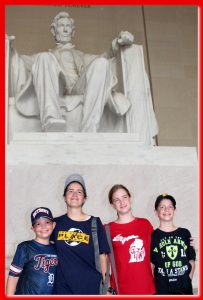 Jordan Kids in front of Lincoln Memorial