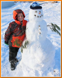 Jonathan with his snowman