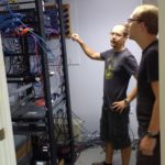 Inspecting our server room that we're rearranging.